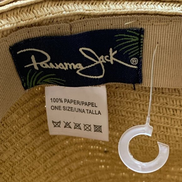 Panama Jack Classic Paper Straw Backless Floppy Sun Hat Coral Red Trim #252K - Picture 6 of 7